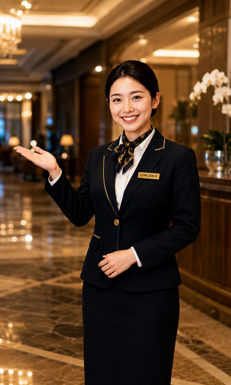 Hotel concierge introducing Vietnam Explorer Pass at the front desk